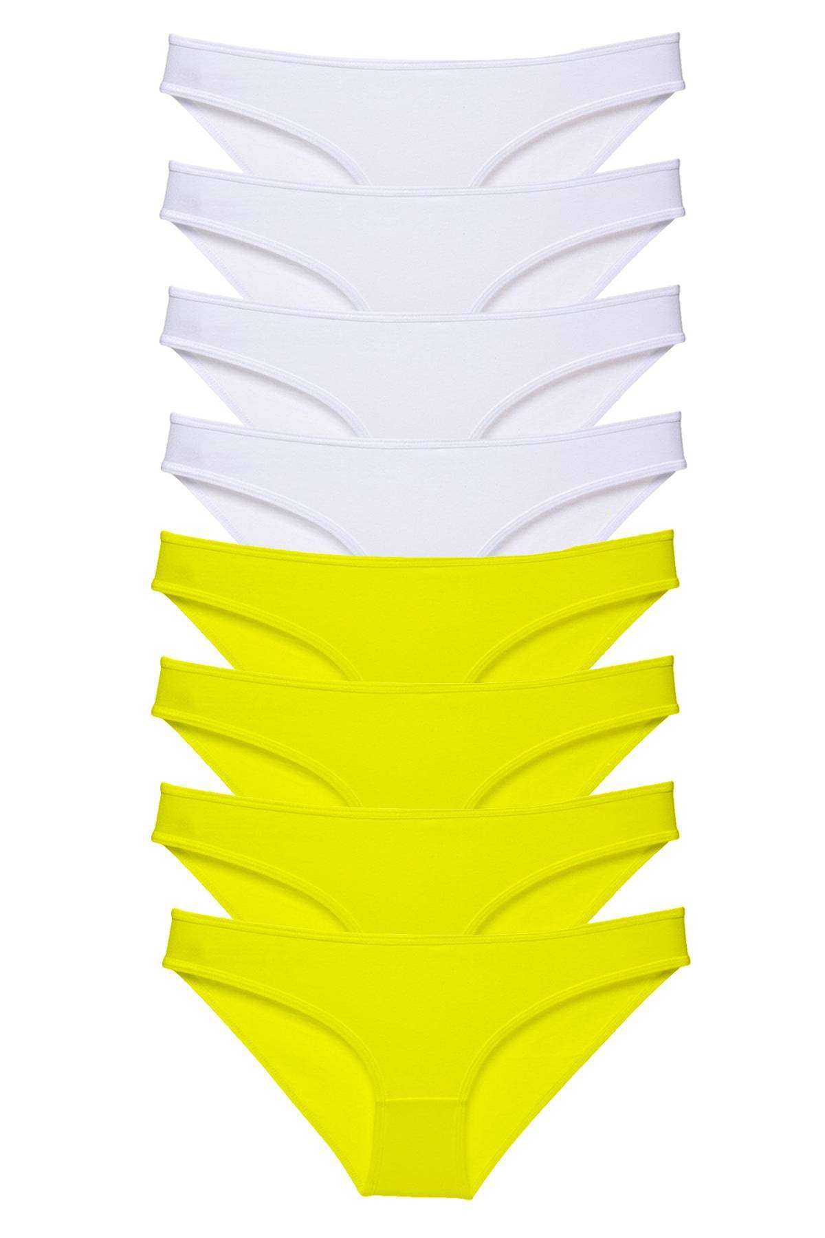 8pcs Super Eco Set Lycra Women Slip Panties Yellow White