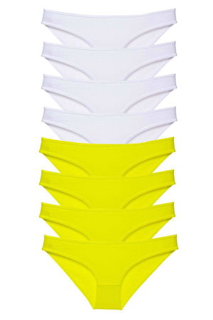 8pcs Super Eco Set Lycra Women Slip Panties Yellow White