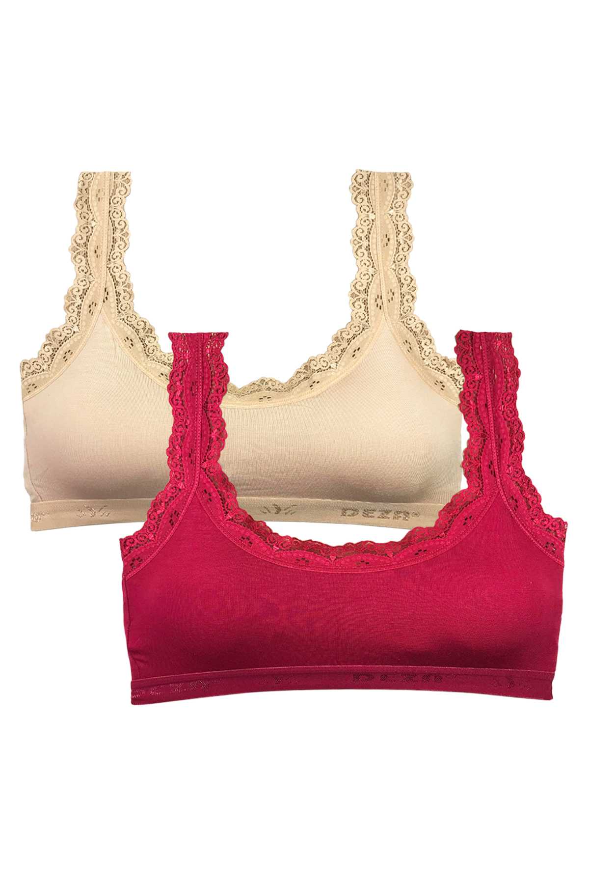 2 Pcs Lace Embroidery Embroidered Padded Bamboo Women's Bustier Skin Burgundy