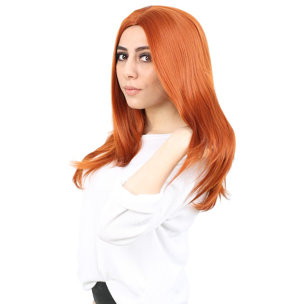 Kanekalon Fiber Synthetic Medium Straight Wig without bangs / Copper