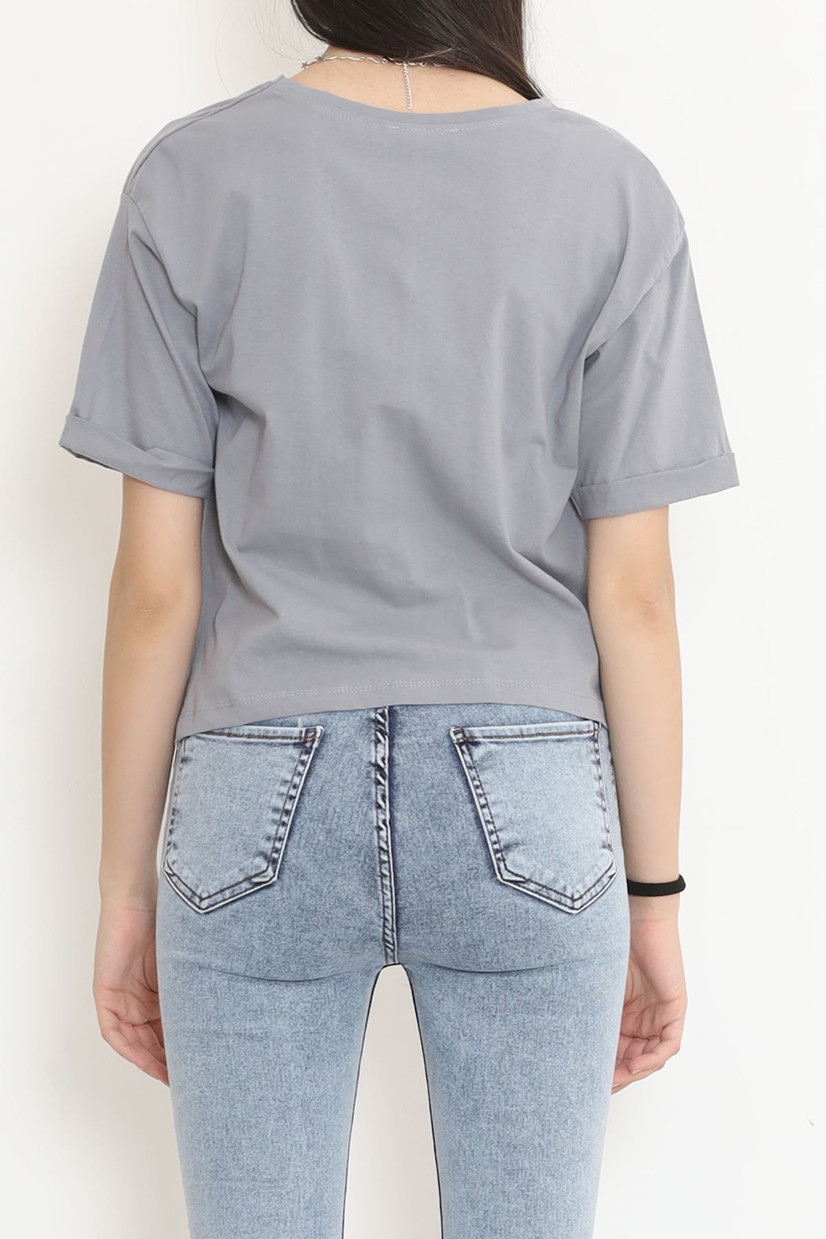 Double Sleeve Crop T-Shirt Smoked