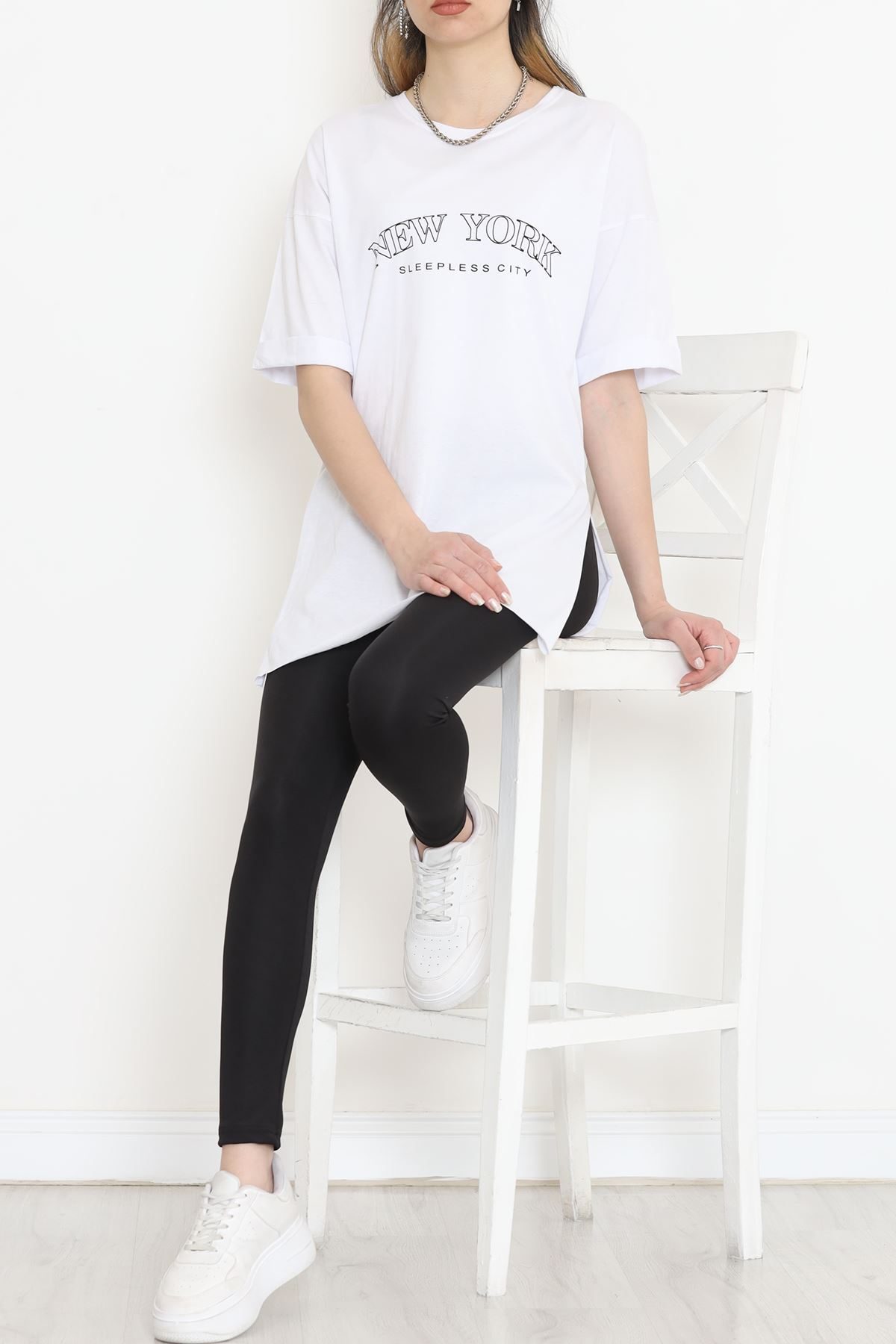 Printed Double Sleeve T-Shirt White