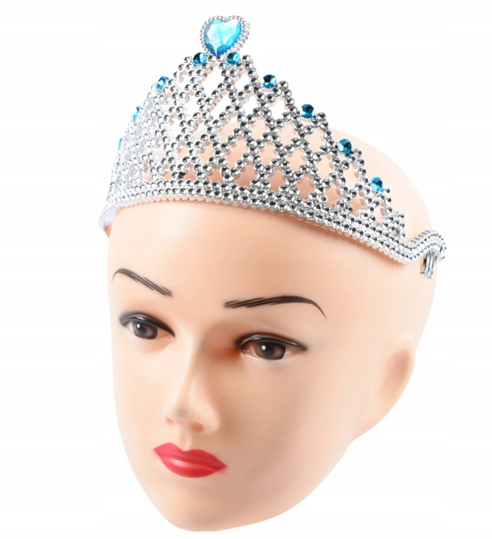 Silver Color Queen Crown Princess Crown with Blue Heart