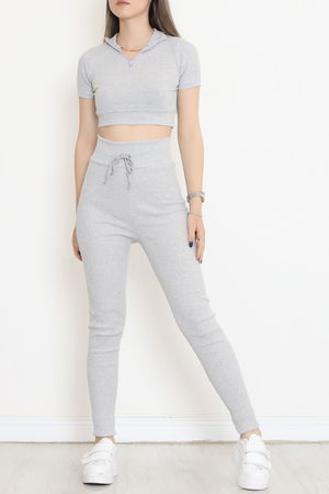 Camisole Zippered Short Sleeve Suit Gray