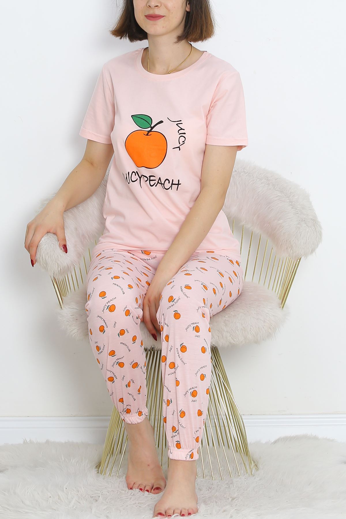 Patterned Pajama Set Powder