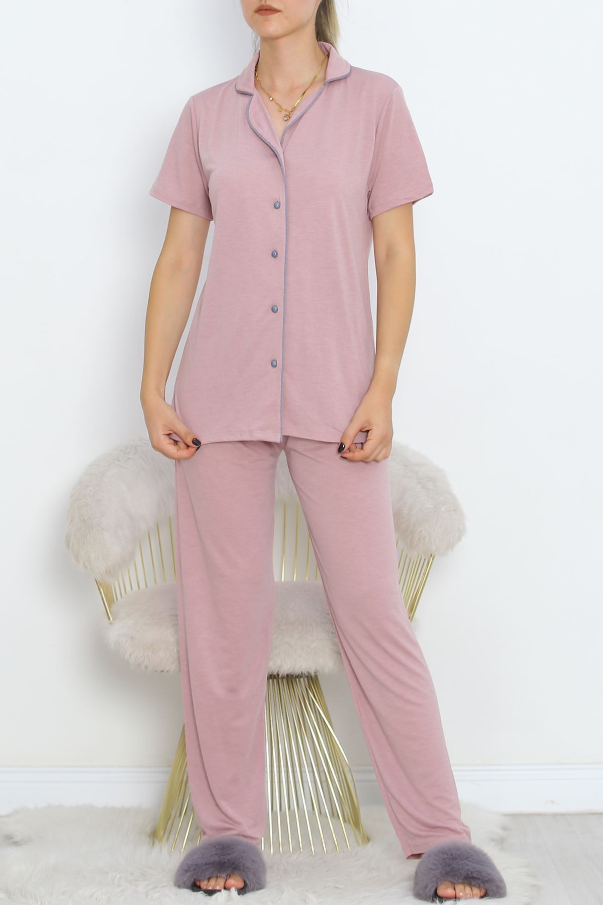 Short Sleeve Polyviscose Suit Rose