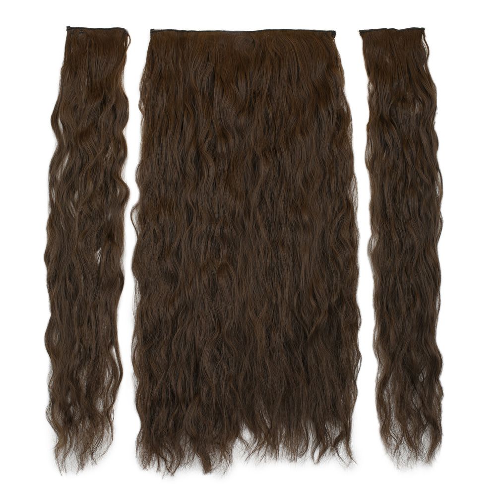 Kanekalon Fiber Synthetic Embossed Wavy Half Moon + 2 Side Hair Snaps / Light Brown