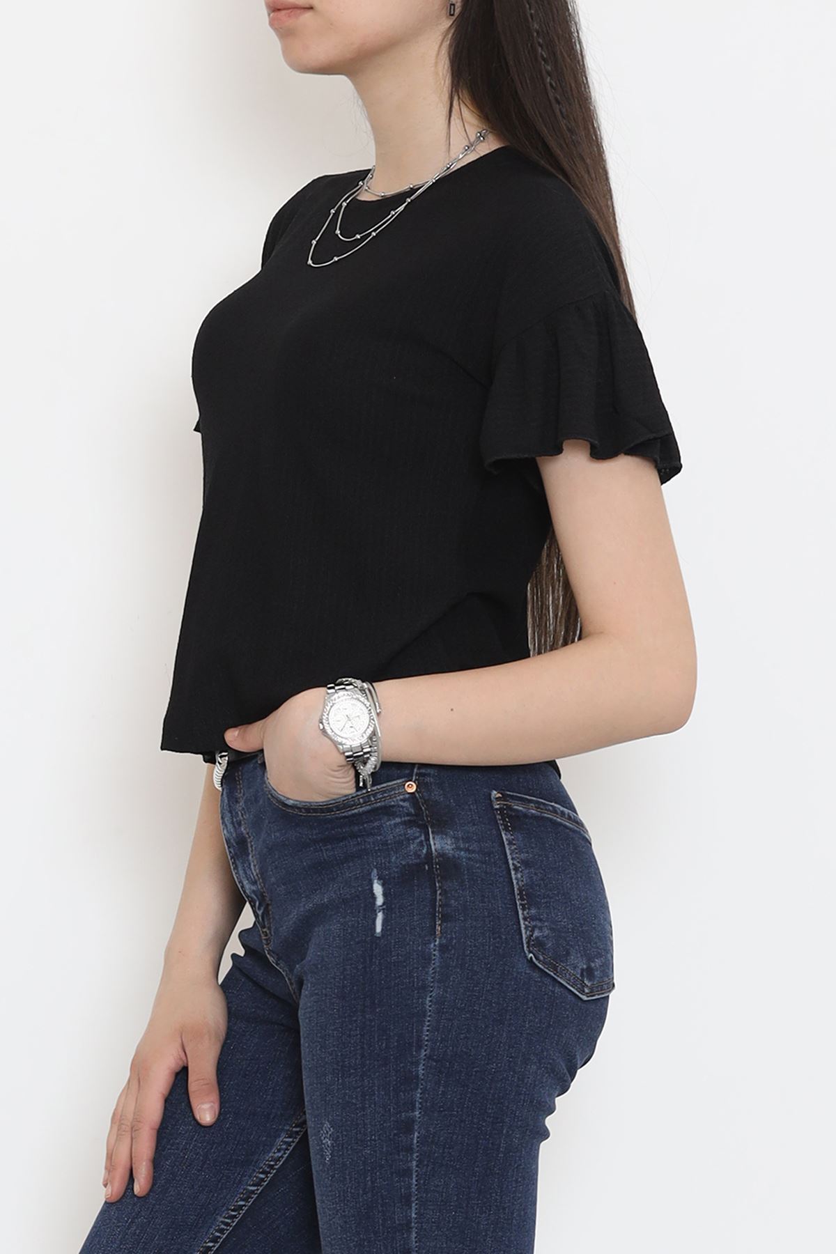 Shirred Blouse Black