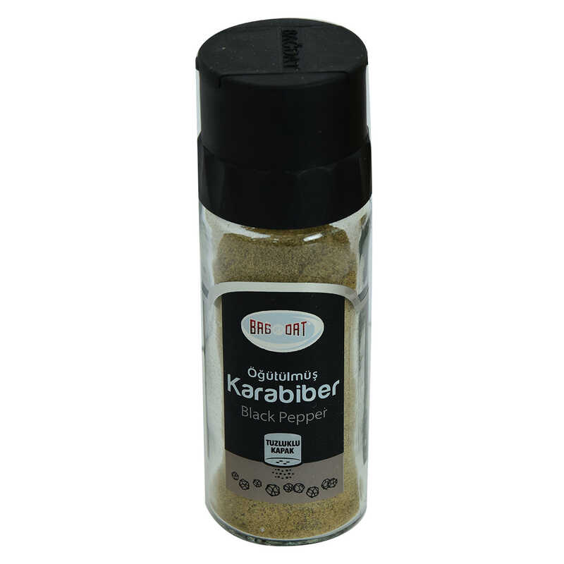 Glass Bottle with Salt Shaker Lid Natural Ground Black Pepper 55 Gr