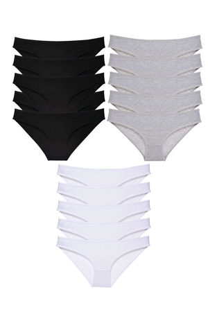 15pcs Super Eco Set Lycra Women Slip Panties Black Gray White