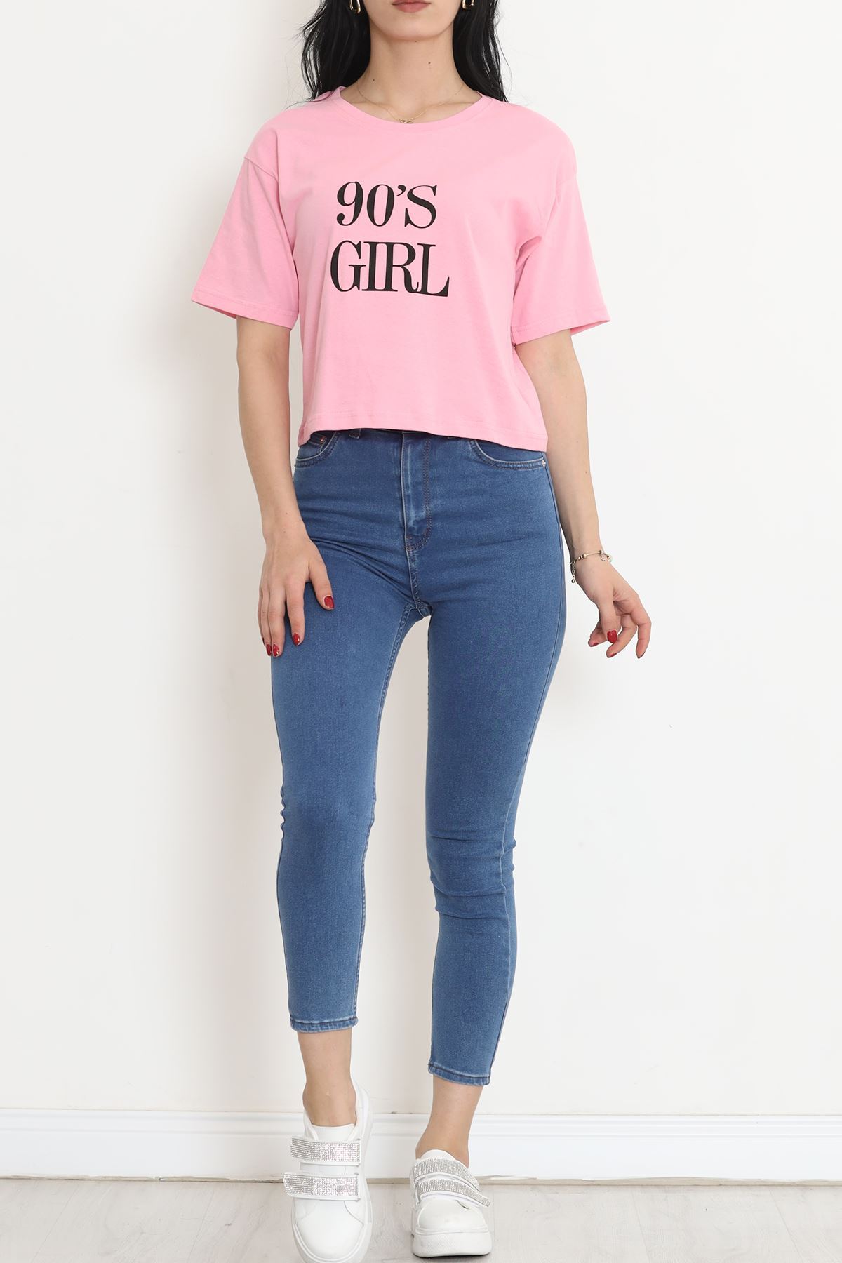 Printed Crop T-shirt Pink