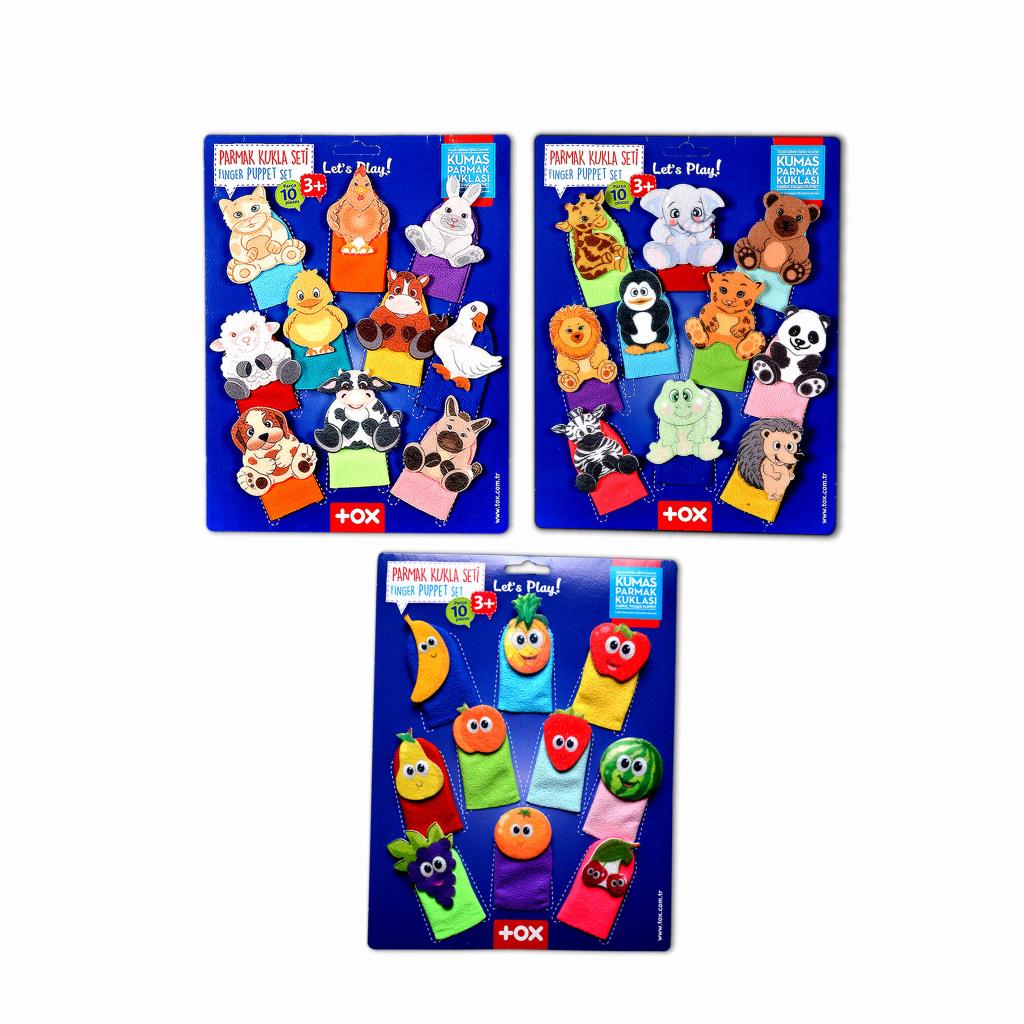 3 Set - 30 Pieces Pets, Wild Animals and Fruits Finger Puppet