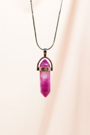 Handmade Designed Necklace with Pink Akite Natural Stone Chain Pendant: 3.5 cm Chain: 20 cm Boxed