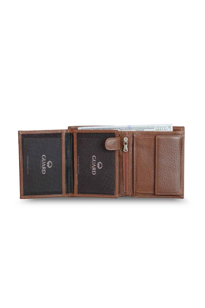 Multi-Compartment Vertical Tan Leather Men's Wallet