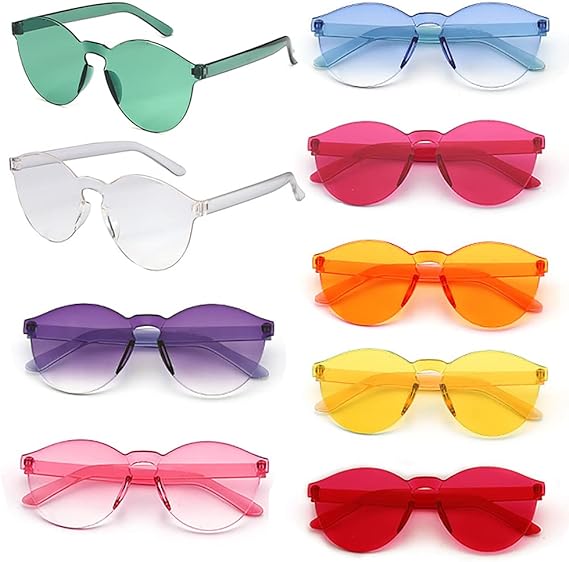 Oval Shaped Rimless Party Glasses 6 Colors 6 Pcs