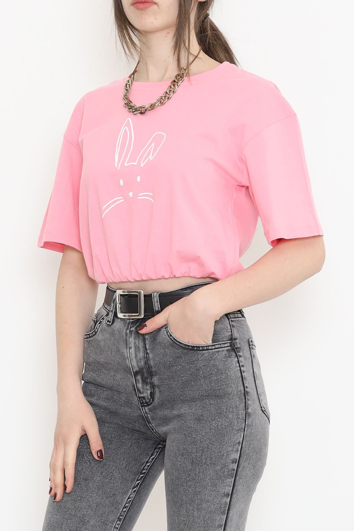 Elastic Waist T-Shirt Pink