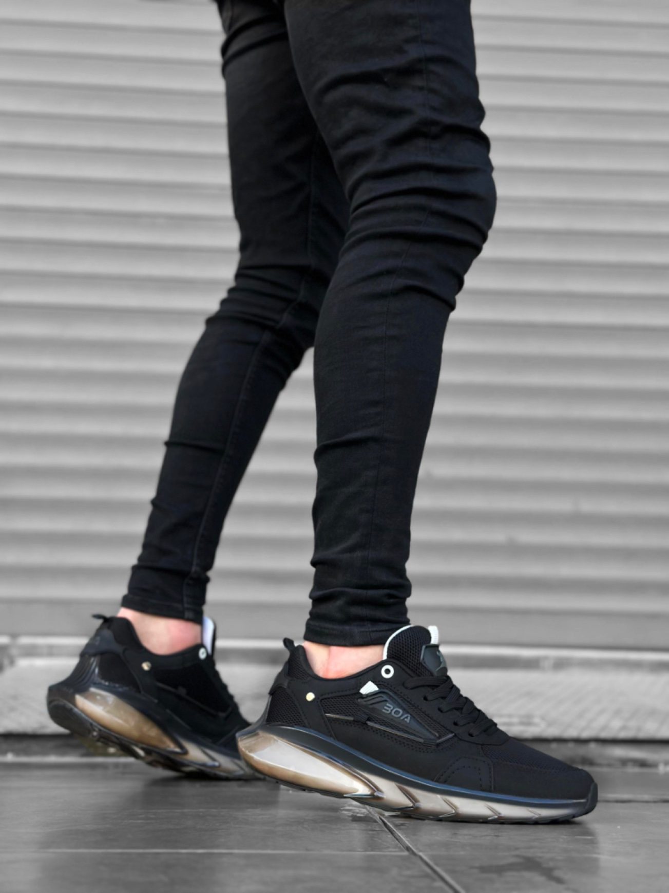 Balloon Sole Casual Casual Black Smoked Men's Shoes