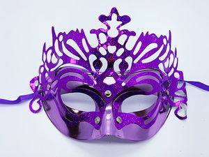 Metallized Extra Shiny Hologram Party Mask Purple Color 23x14 cm