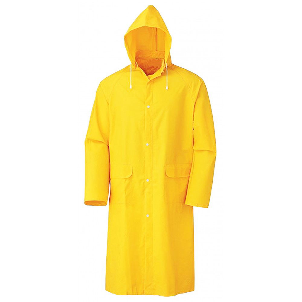 Hooded Luxury Raincoat Yellow with Pockets - Standard Size 2XL