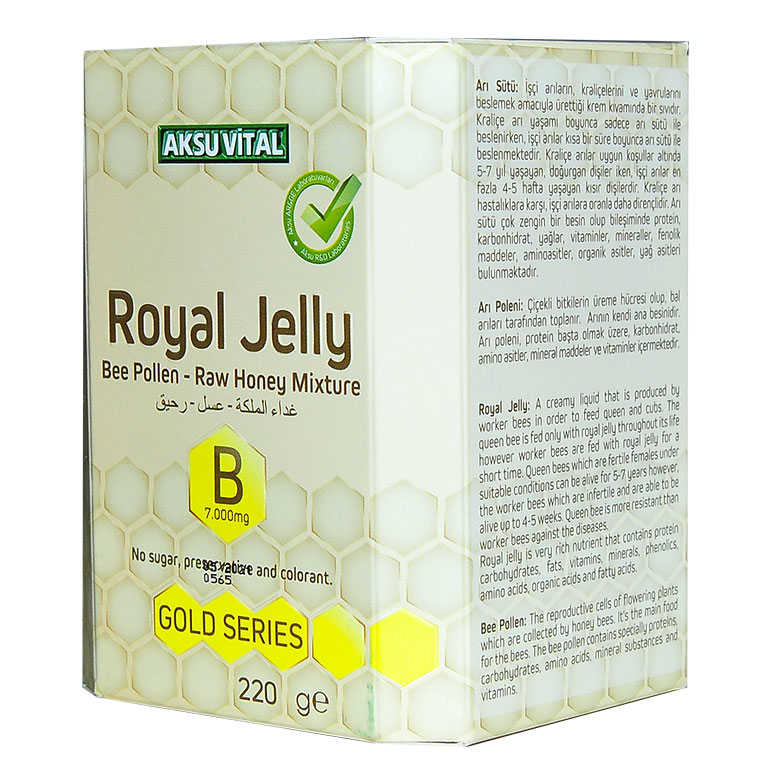 Royal Jelly Pollen Honey Blend B 7,000 Mg Gold Series 220 Gr