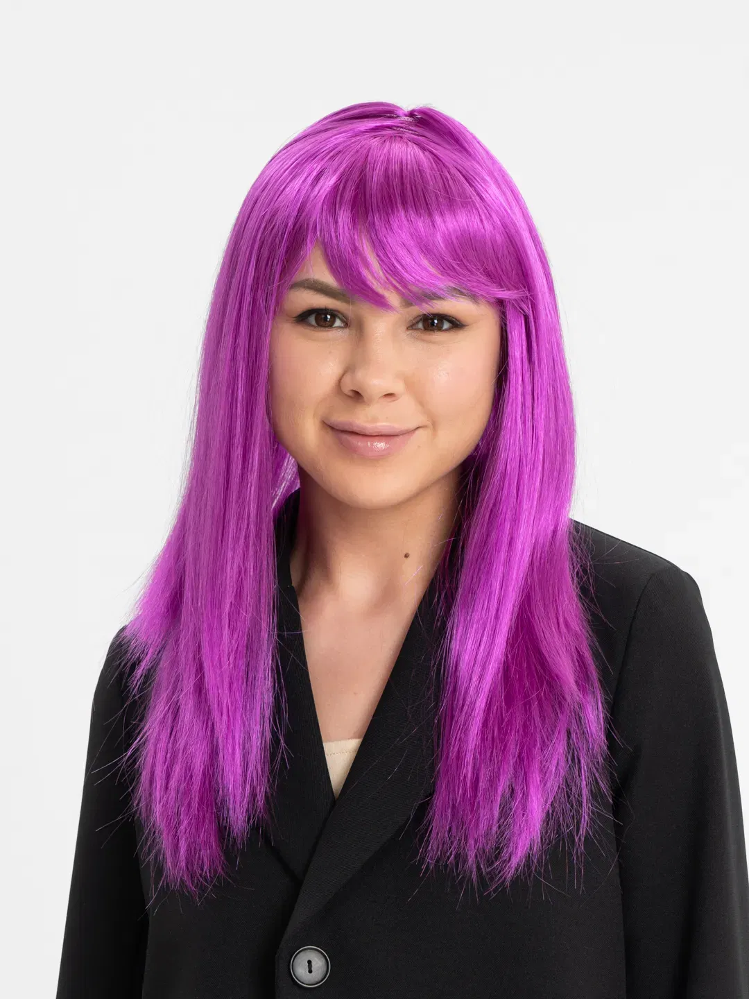 Fuchsia Color Straight Cut Long Party Wig False Hair