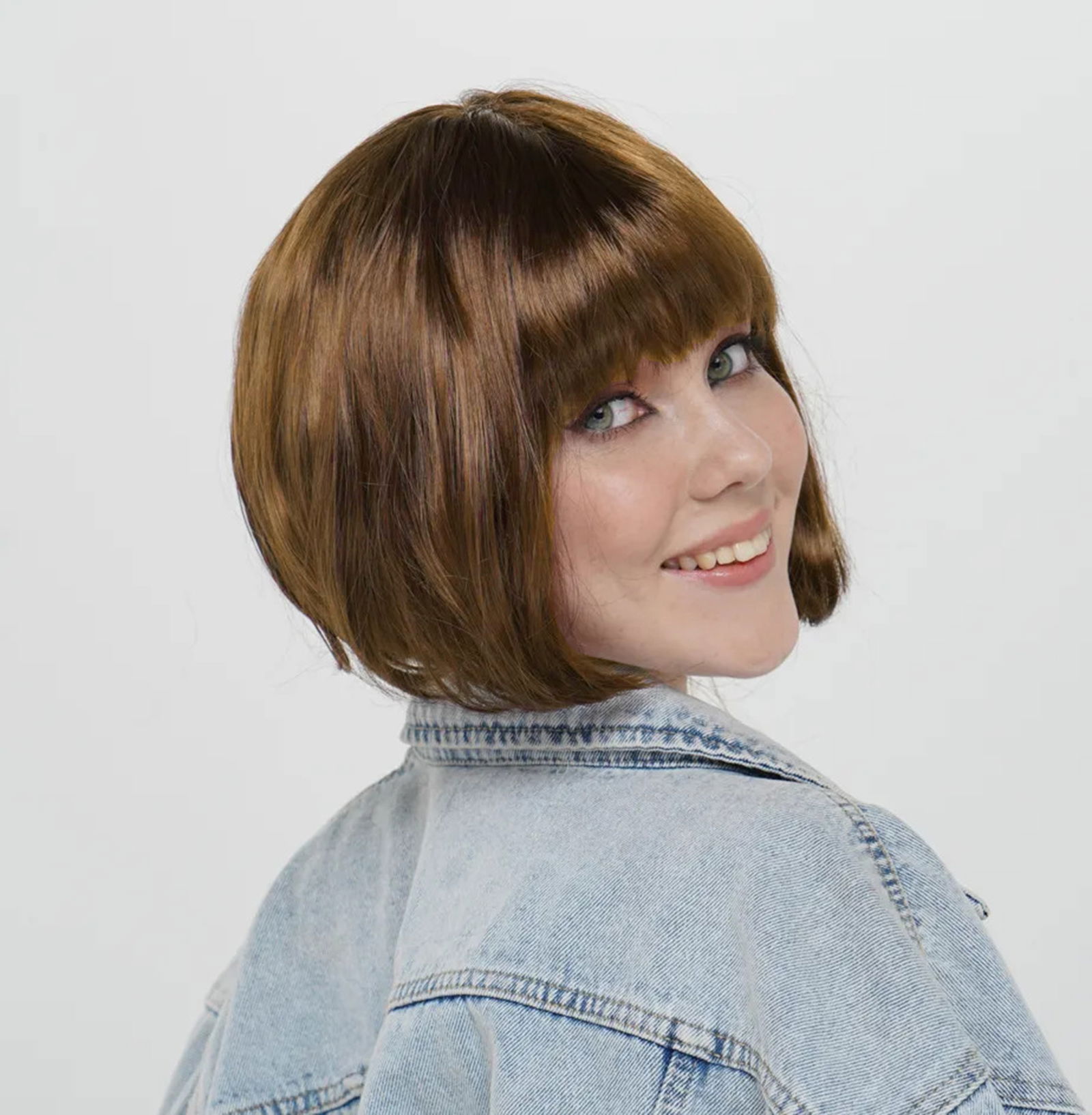 Coffee Color Straight Cut Blunt Party Wig Short False Hair