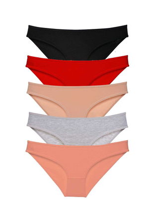 5pcs Super Eco Set Lycra Women Slip Panties Black Red Skin Gray Powder