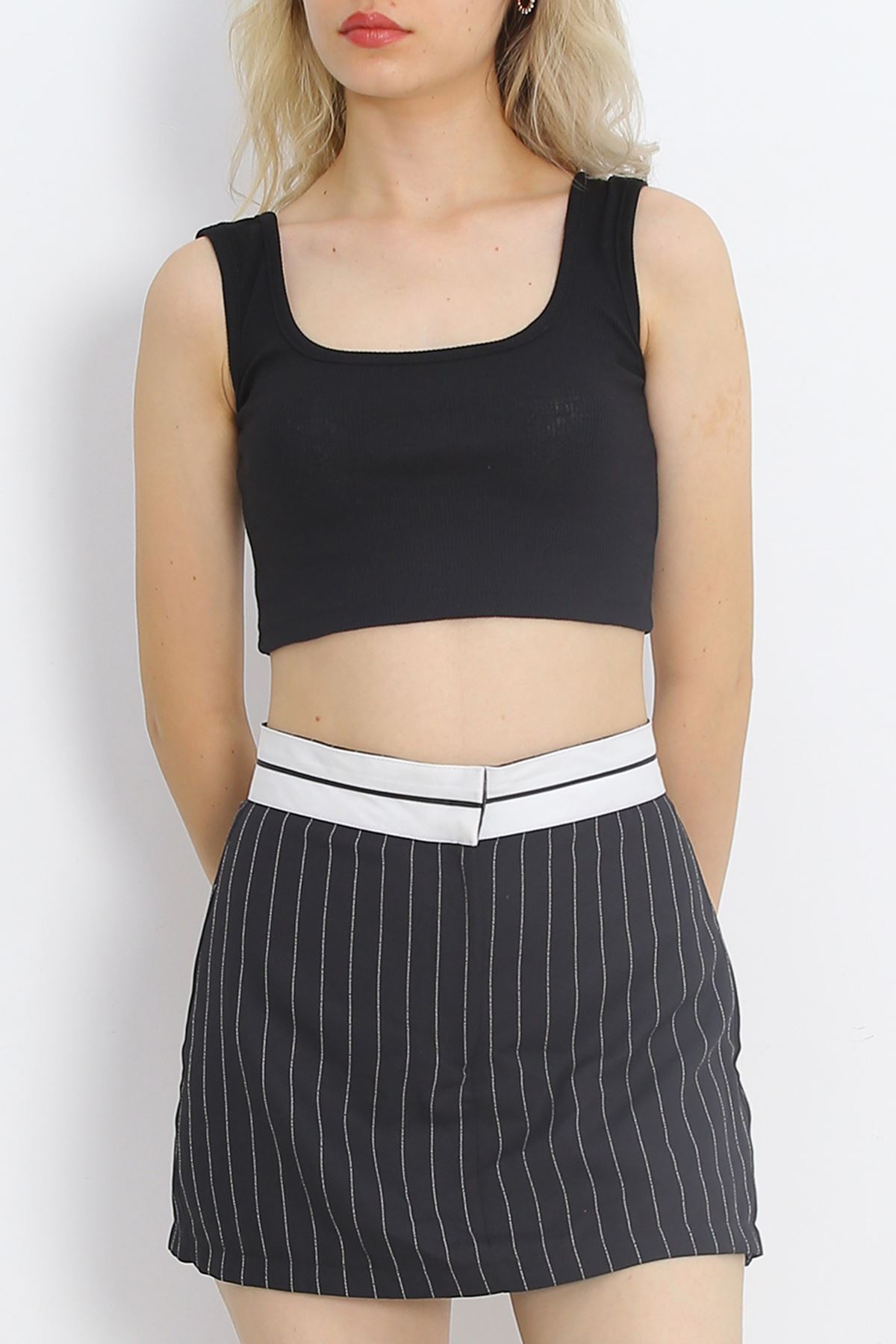 Thick Strap Crop Tank Black