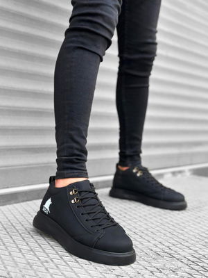 Lace-Up Men's High Sole Black Black Sole Sneakers