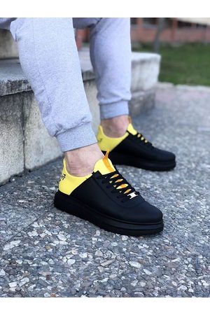 Charcoal Yellow Thick Sole Casual Men's Shoes