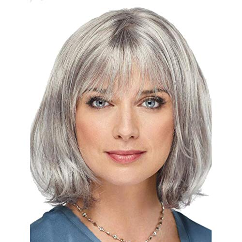 Grey Color Elderly Wig Short Hair Short Wig Grey Auntie Wig