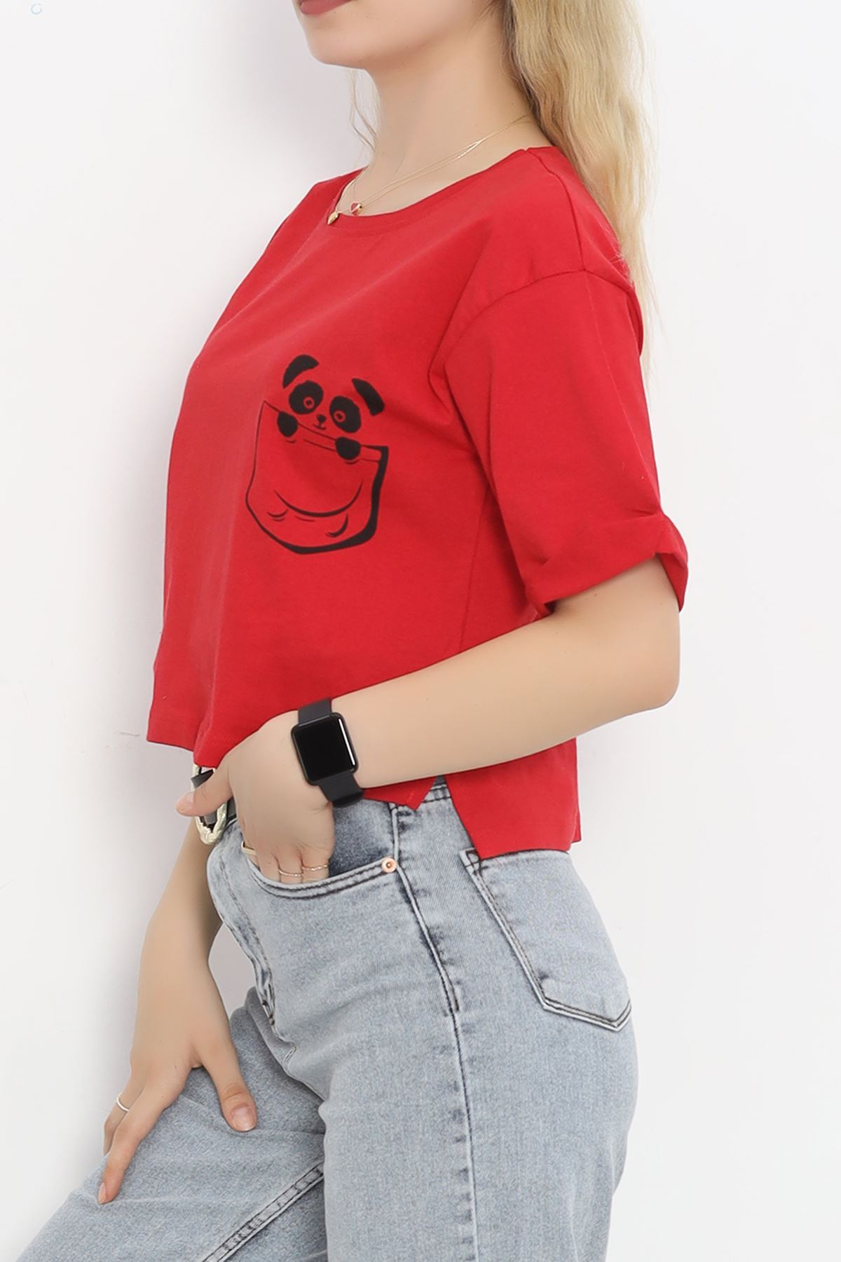 Printed Crop T-shirt Red