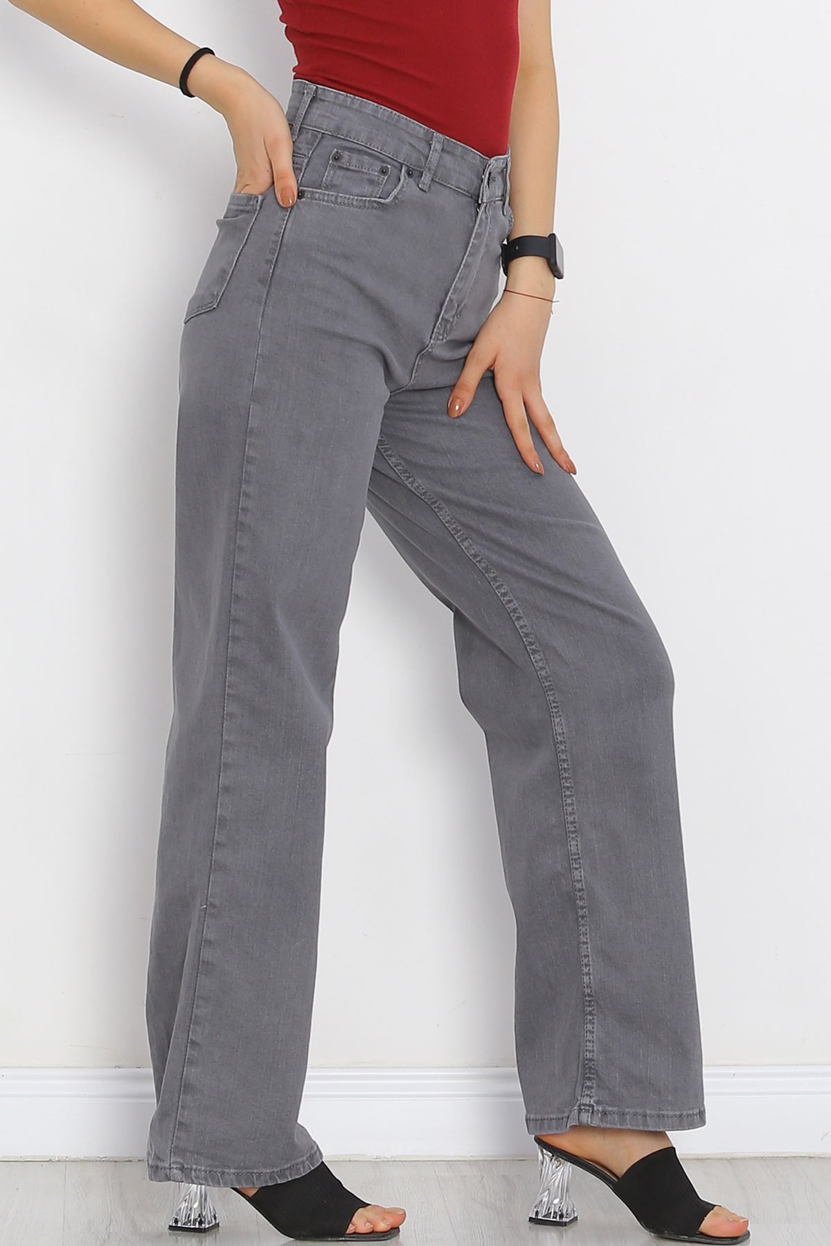 Palazzo Jeans Pants Light Smoked1