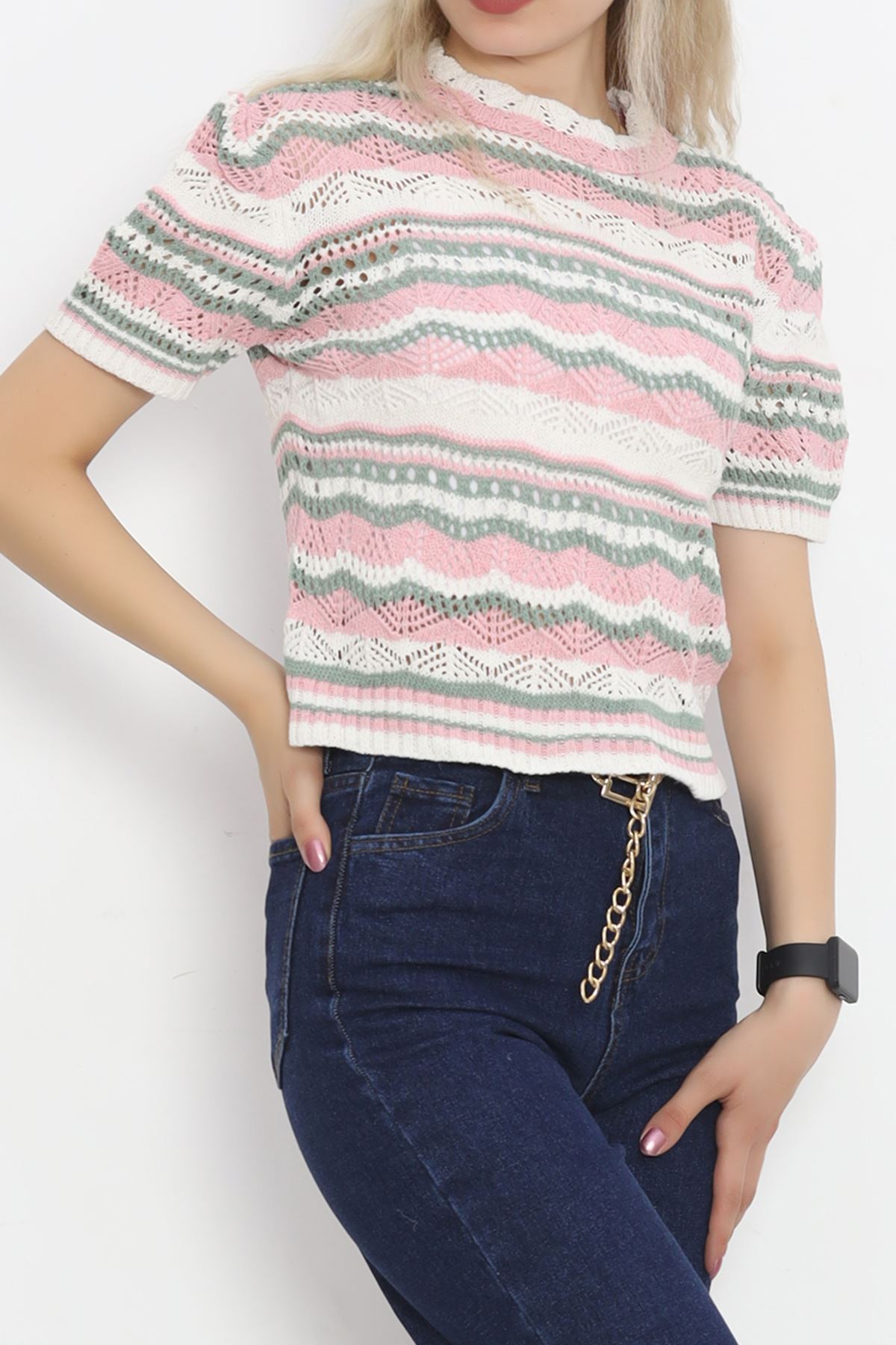 Wavy Colored Sweater Pinkcru