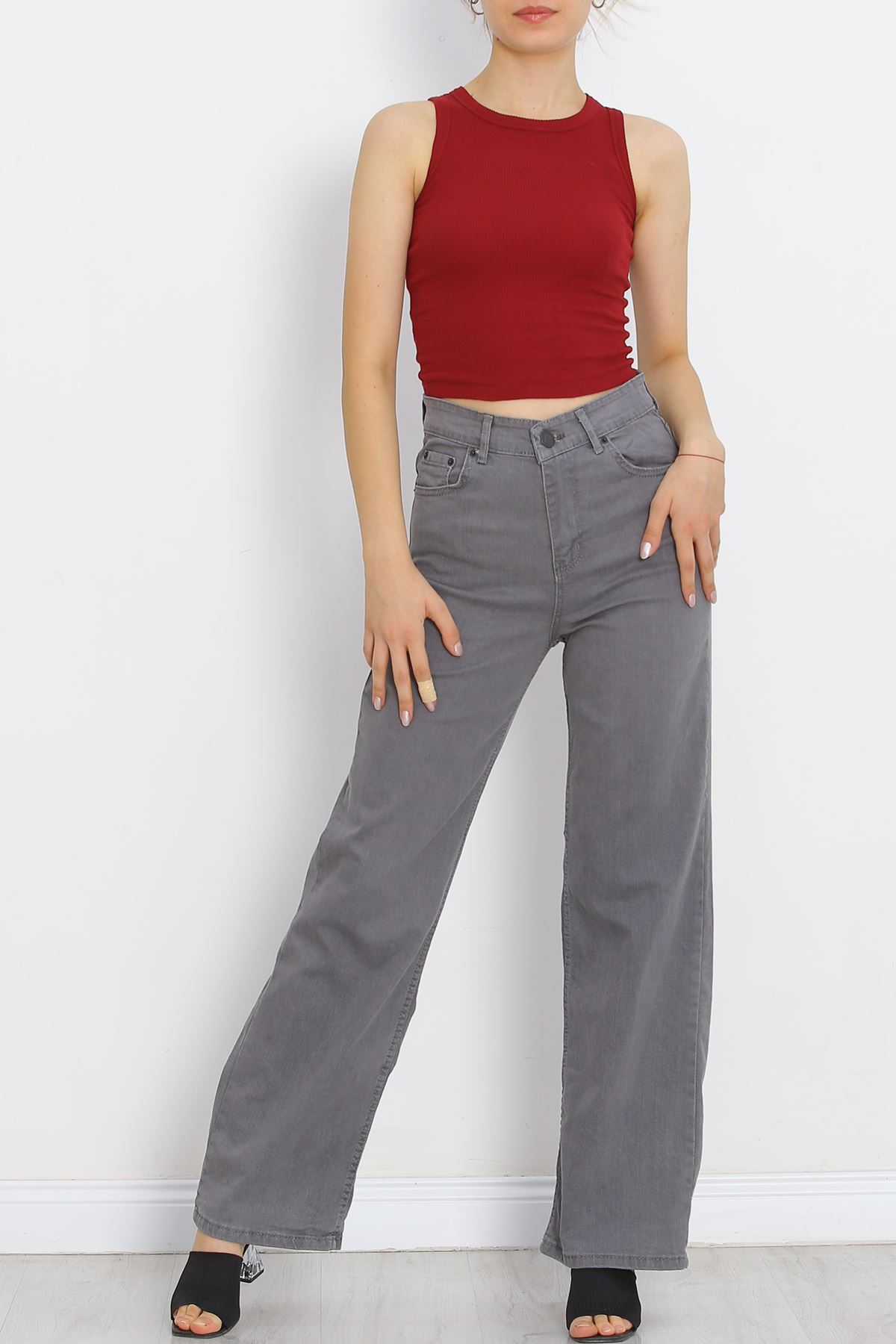 Palazzo Jeans Pants Light Smoked1