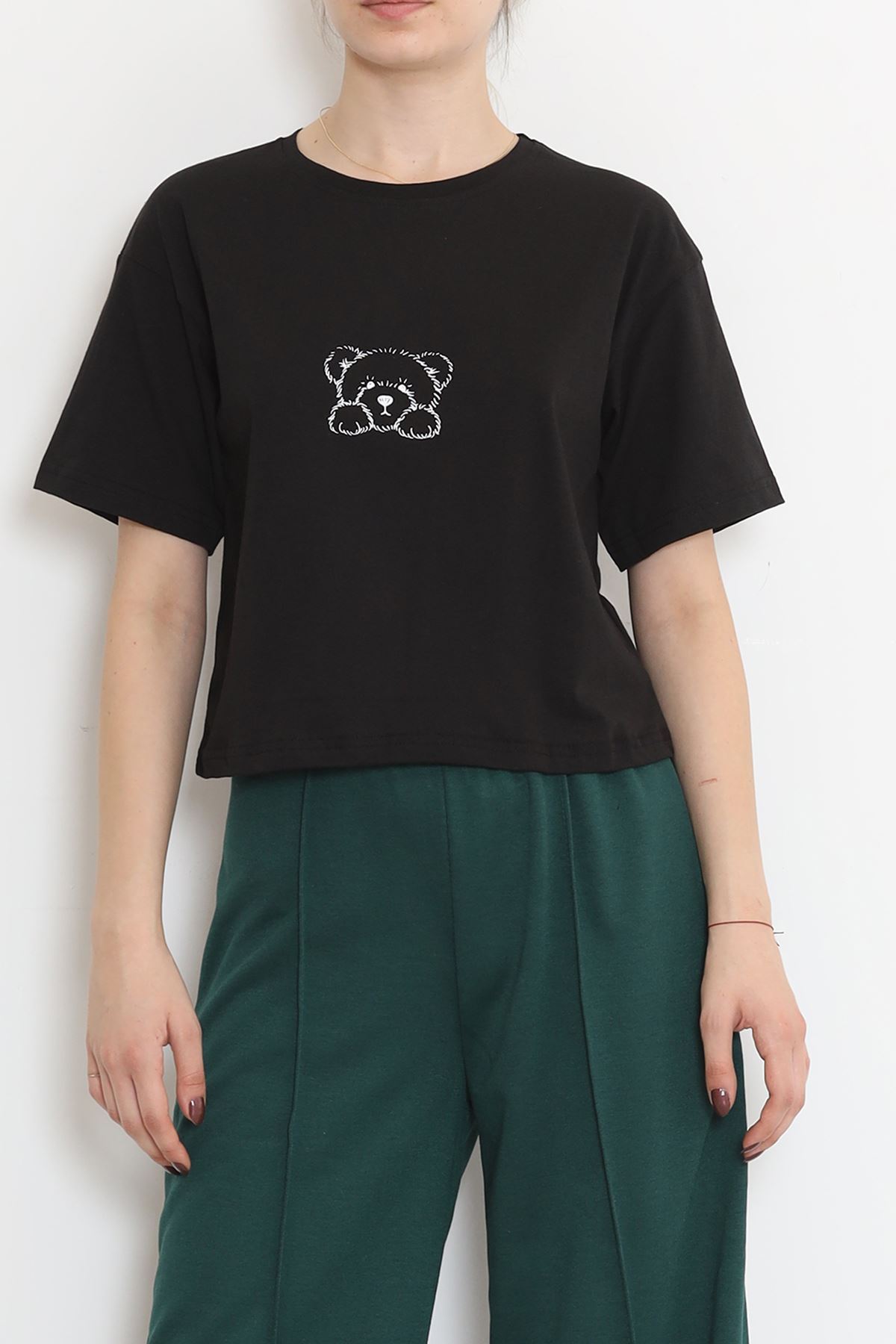 Crew Neck Crop T-Shirt Black