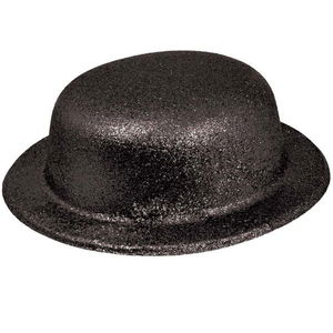 Black Color Round Glitter Plastic Party Hat