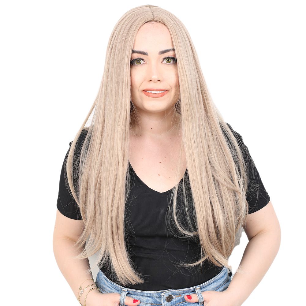 Kanekalon Fiber Synthetic Long Straight Wig / Ashy Baby Yellow