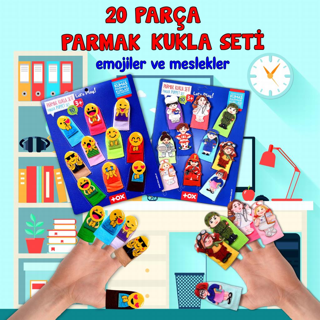 2 Set - 20 Pieces Emojis and Professions Finger Puppet