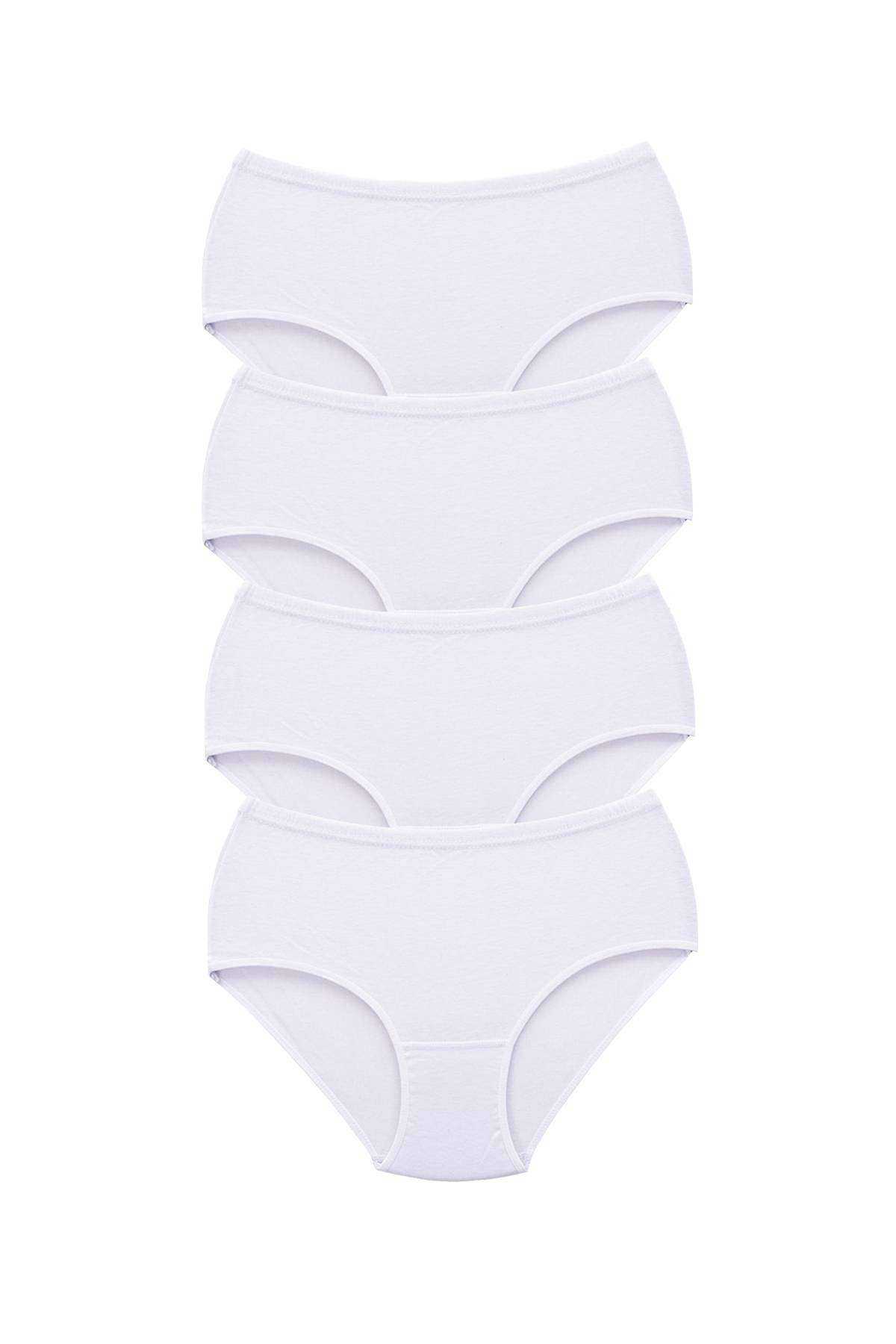 4Pcs Women High Waist Bato Thick Rubber Panties White