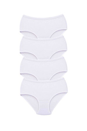 4Pcs Women High Waist Bato Thick Rubber Panties White