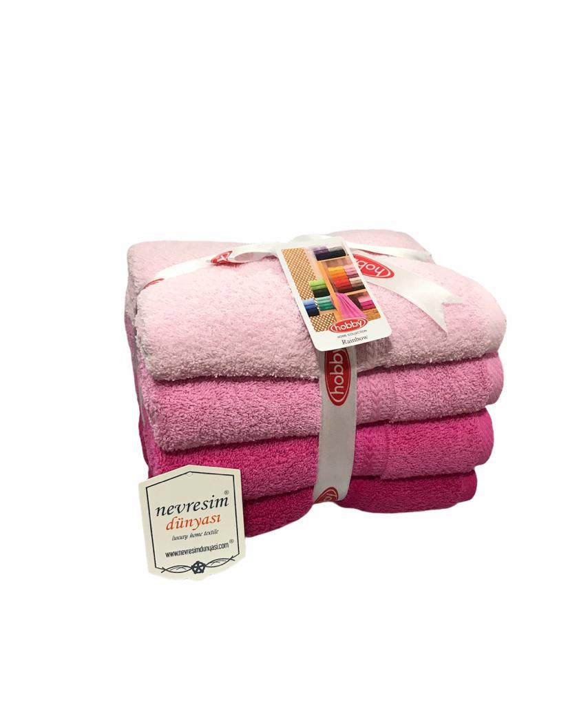 4 pcs 50x90 Towel Set Pink