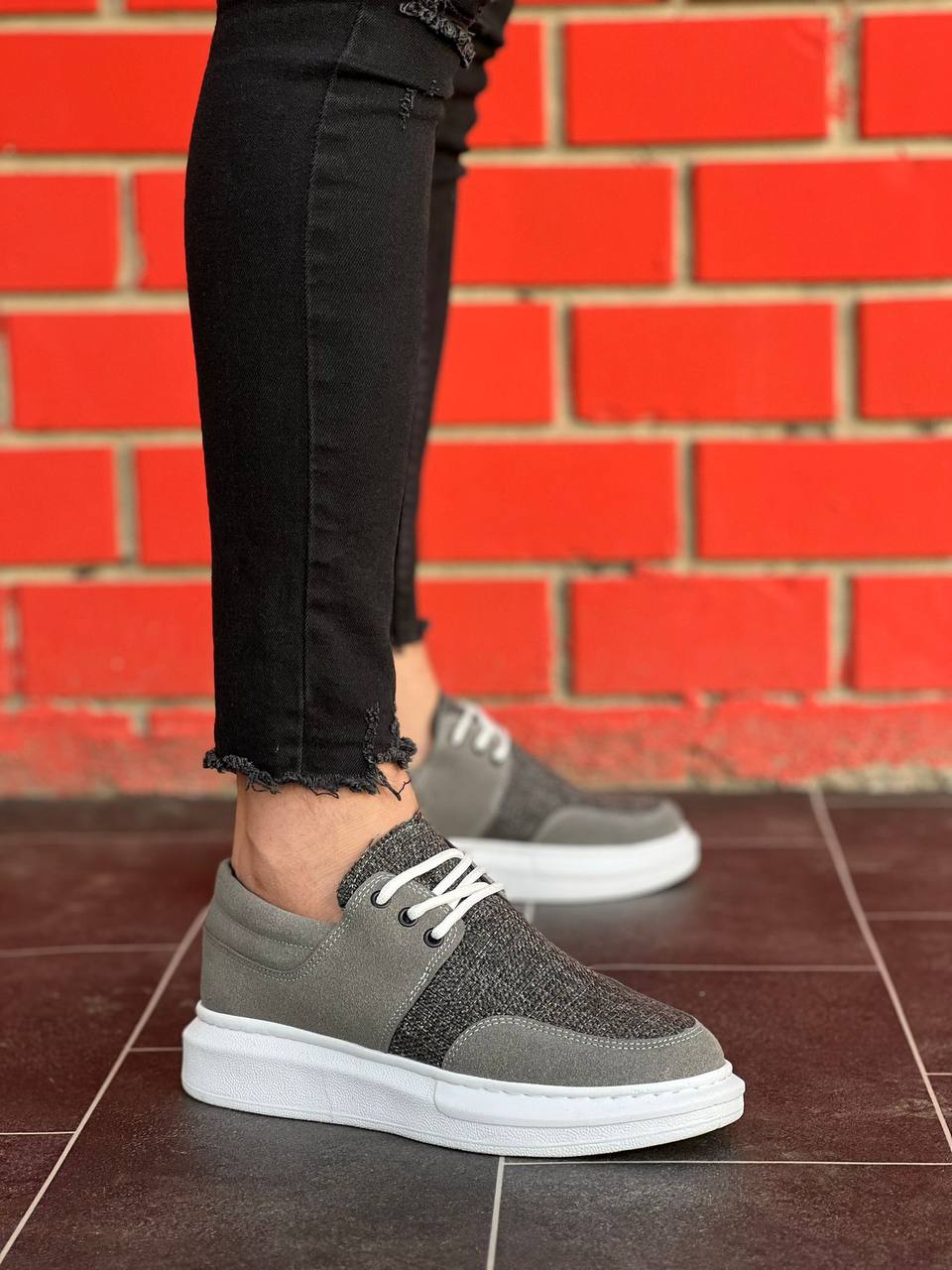 Lace-up Gray Casual Men's Shoes