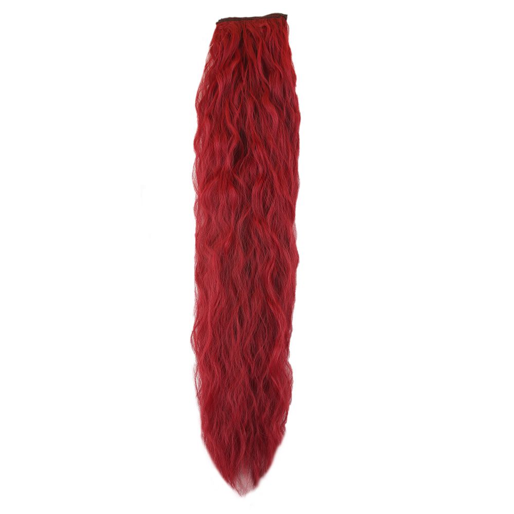 Kanekalon Fiber Synthetic Embossed Wavy 8 Piece Hair Snaps / Red