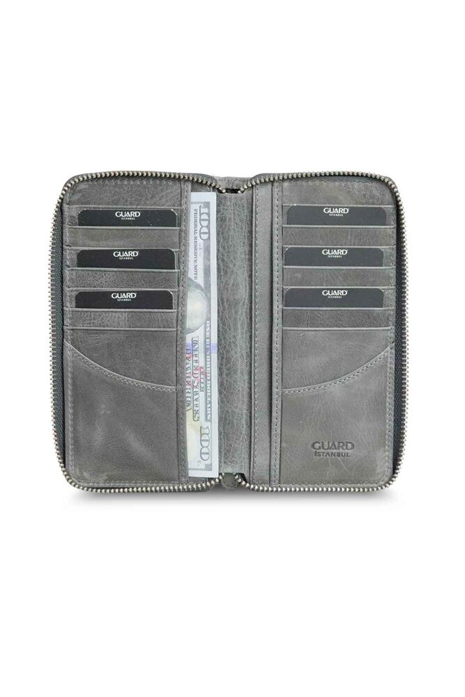 Antique Gray Zippered Portfolio Wallet