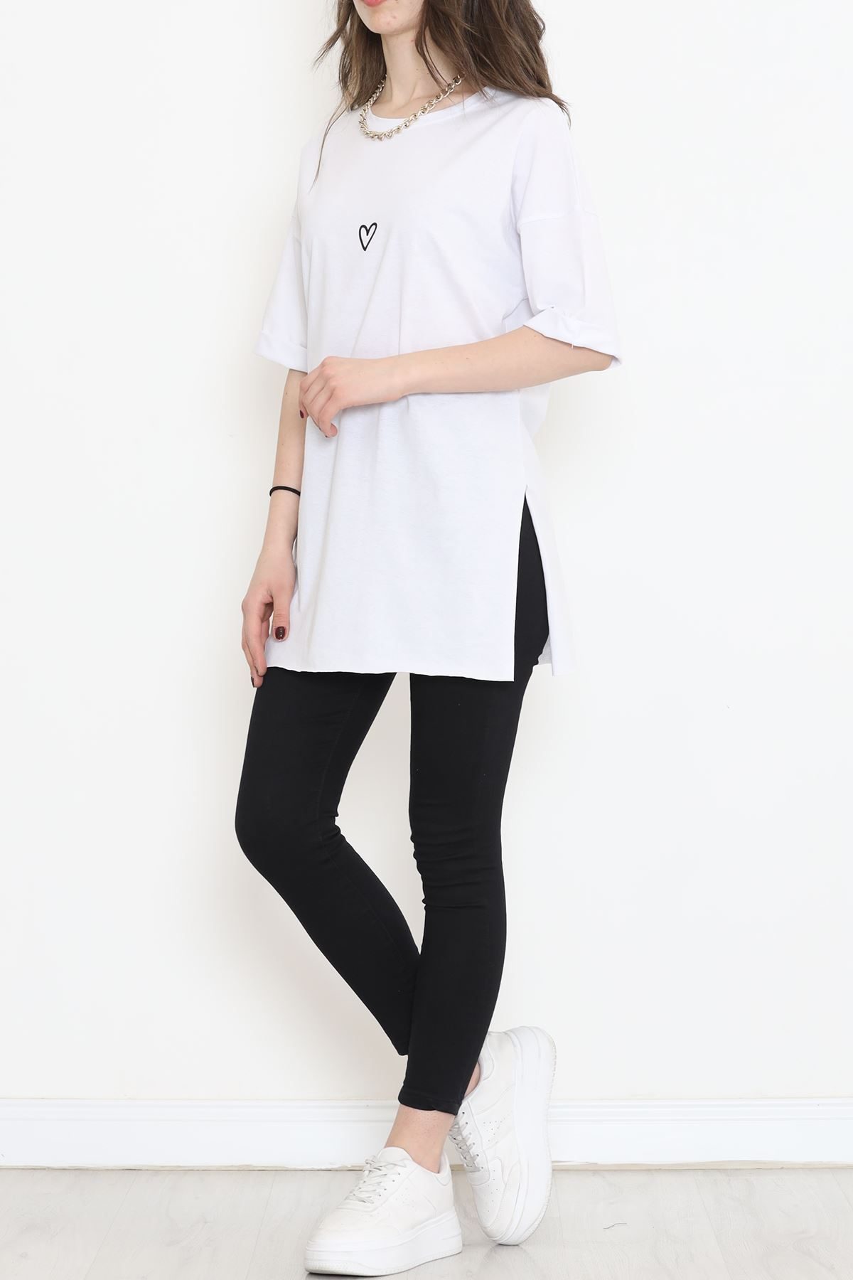 Double Sleeve Printed T-Shirt White-Black