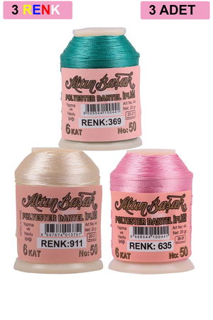 3 Pieces Altinbasak Oya and Lace Floss 20 gr - Turk - No: 911 - 635 - 369