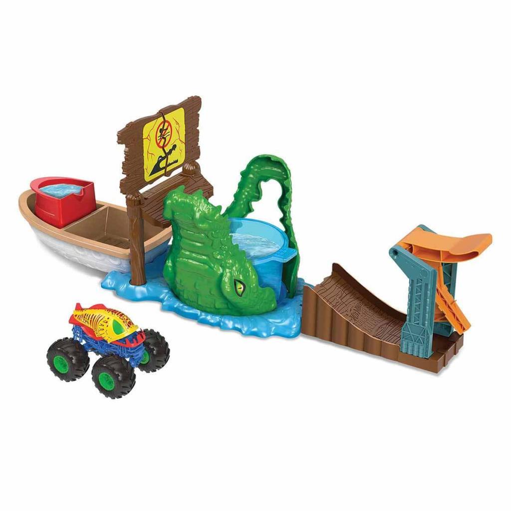 Track Monster Trucks Crocodile Escape Color Changing Play Set