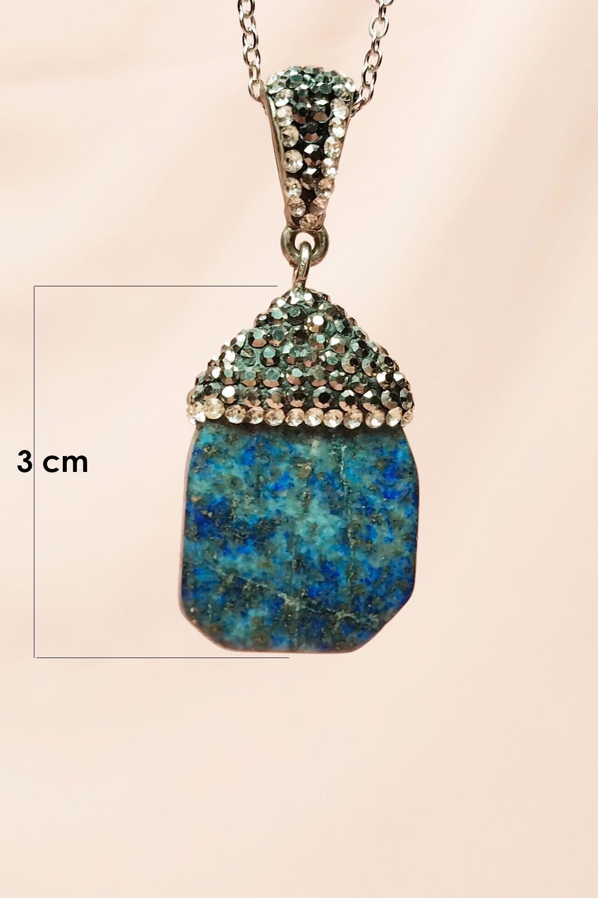 Lapis Natural Stone Chain Handmade Pendant: 3 cm Chain: 20 cm Boxed