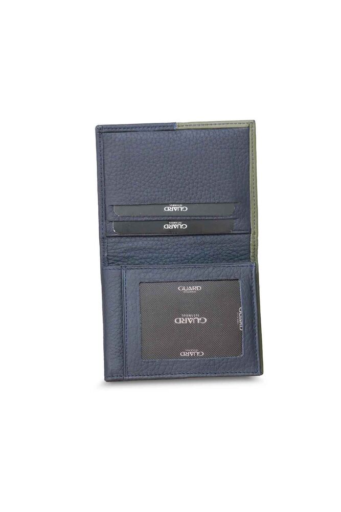 Matte Khaki Green - Navy Blue Leather Men's Wallet